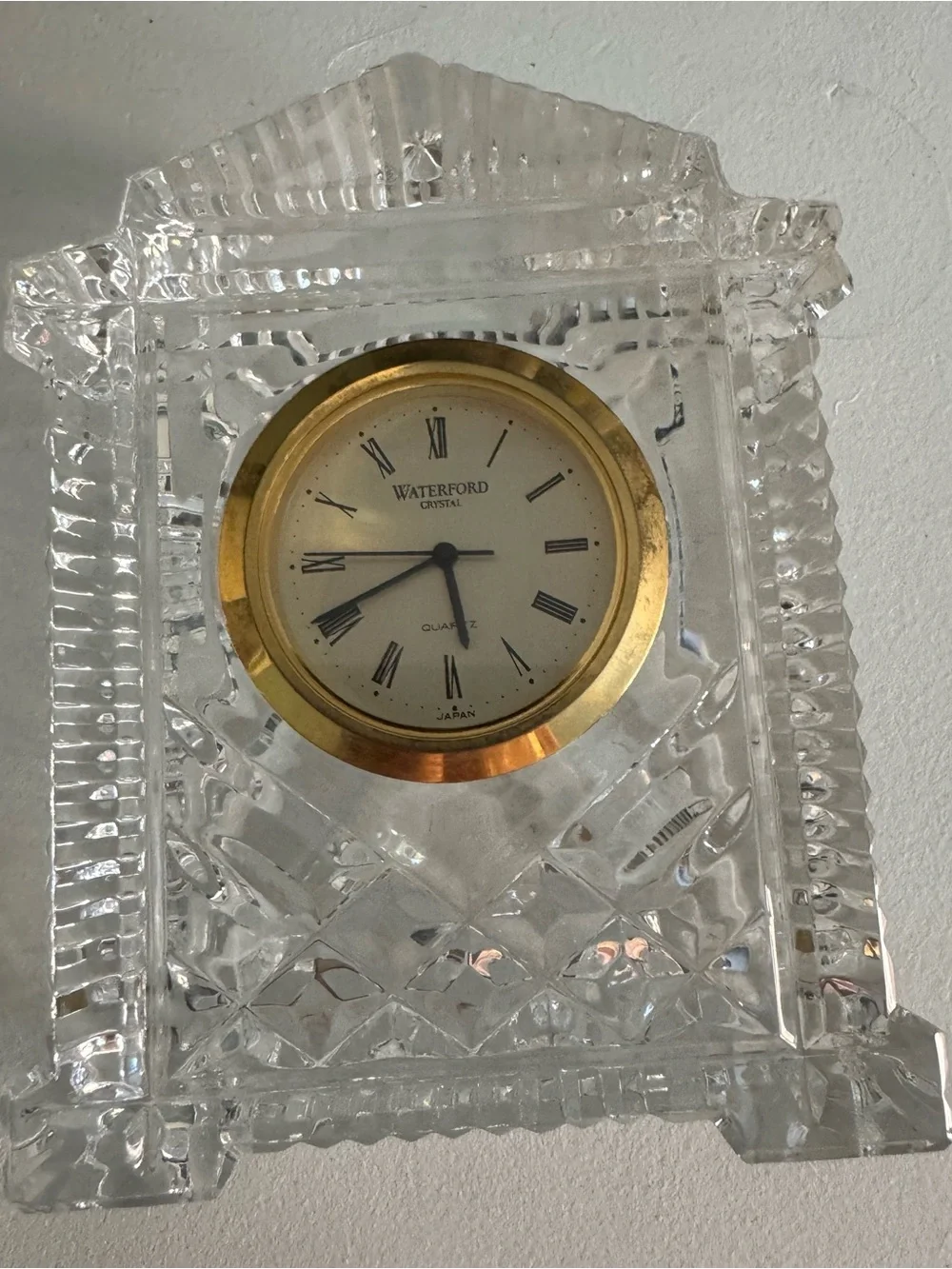 Waterford Crystal Small Clock with Gold Tone Dial New Battery Works Great